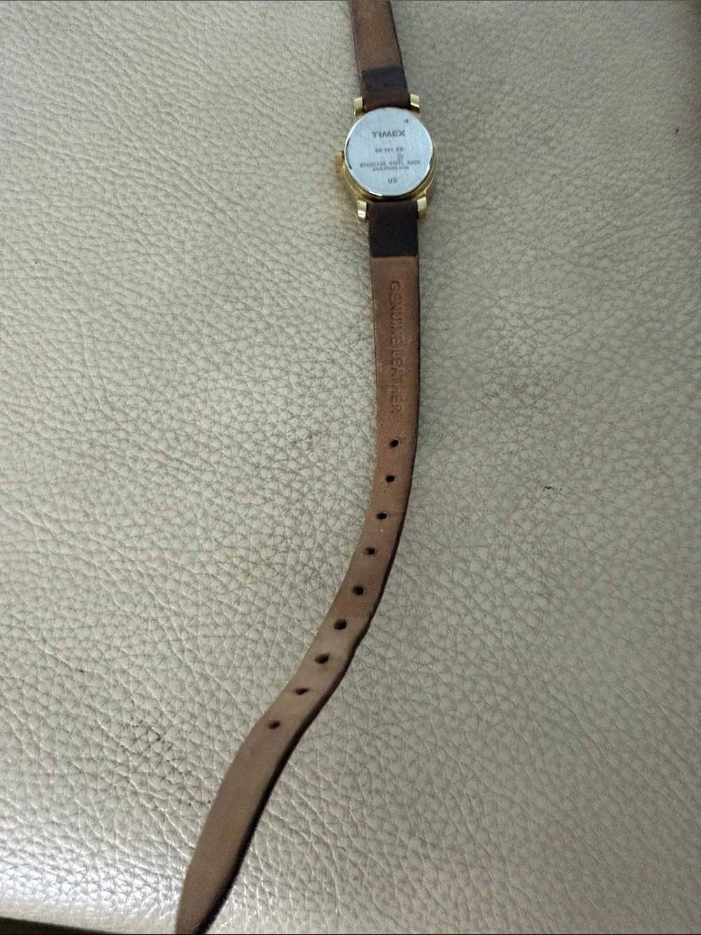 Timex Women's Gold-Tone Case with Dark Brown Leather Strap Watch